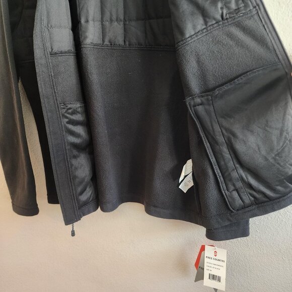 Free Country Jacket Mens Medium Jet Black Microtech Fleece Full Zip 268-M98307S - Picture 8 of 16